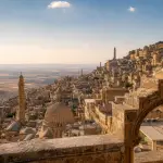 Golden stone houses of old Mardin overlooking the vast Mesopotamian plain